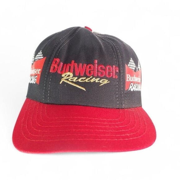 Budweiser Racing Vintage 90s NASCAR Checkerboard Snapback Hat OS - Picture 1 of 7